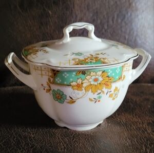 Vintage Johnson Bros Pareek Bone China Sugar Bow w/ Lid 1920-1930